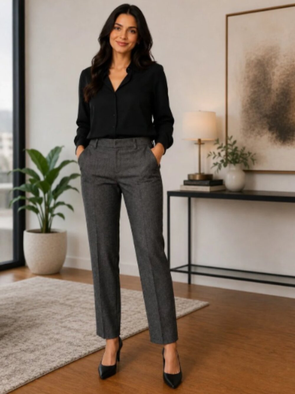 NWT Ann Taylor Kate Curvy Fit Ankle Trousers, Heather Gray - Size 8 Petite